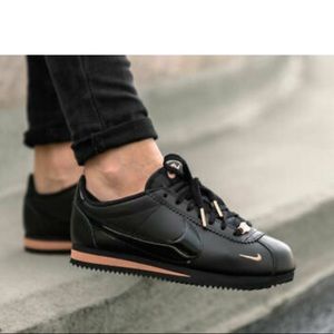 Black and Rose gold Nike Cortez Prem